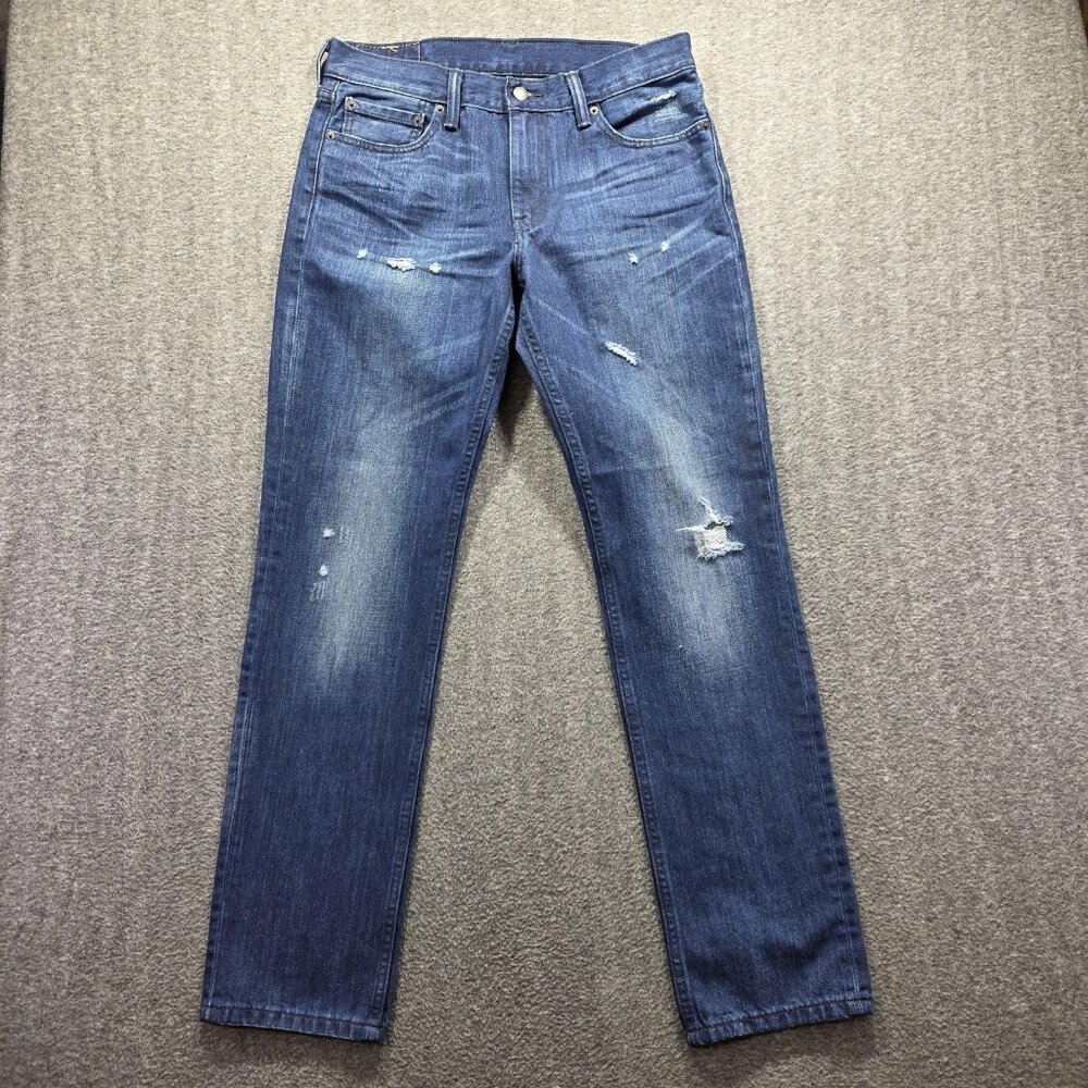 Levis 511 Jeans Mens 33x32 Blue Medium Wash Slim Fit Distressed Denim Pants